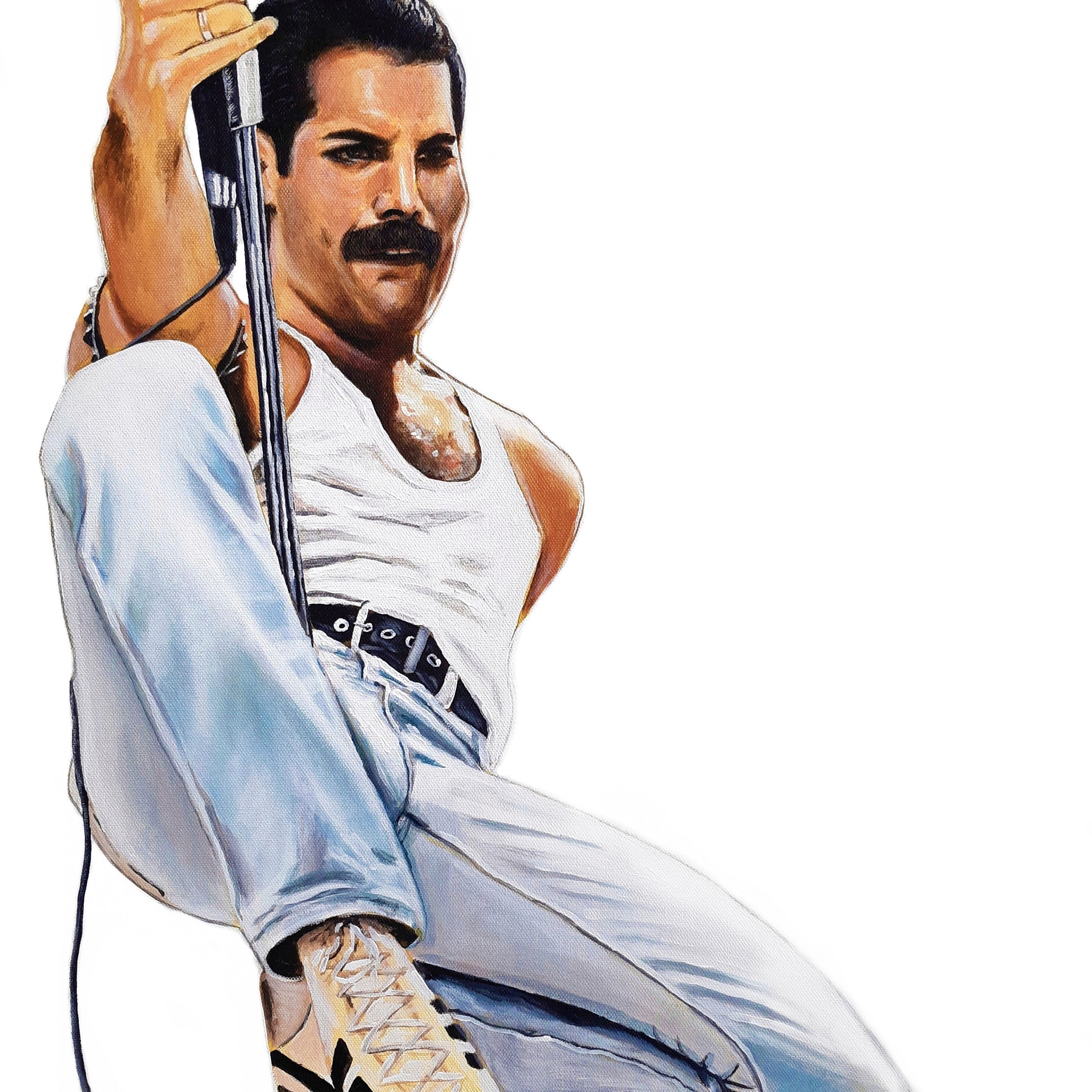 Freddie mercury iconic pose in colorful art Vector Image