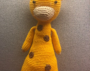 Crochet Handmade Yellow Stuffed Giraffe Toy Stuffed Animal Decor