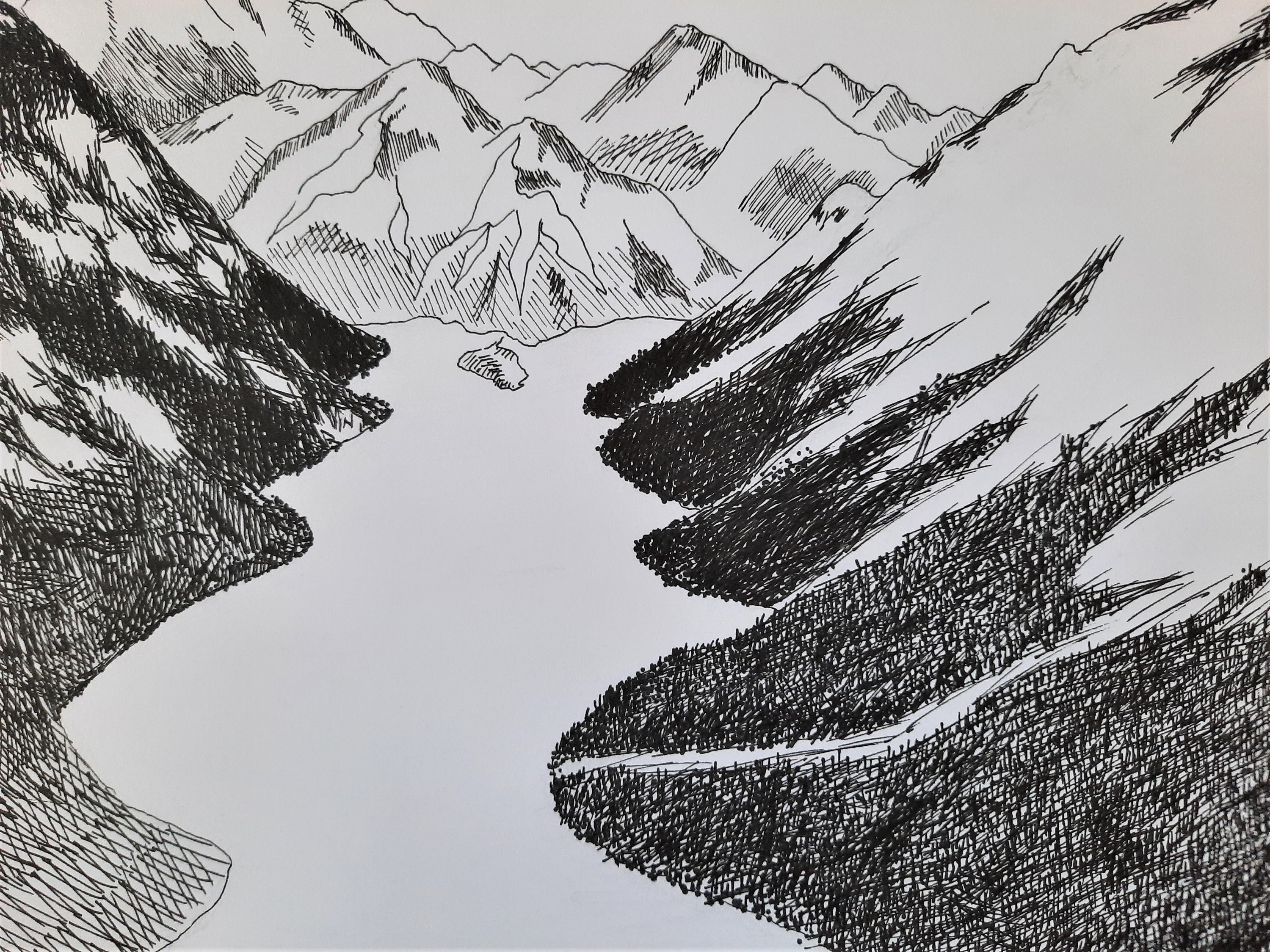 Mountain Micron Pen Drawing Nature Pen Art Drawing Books Are My