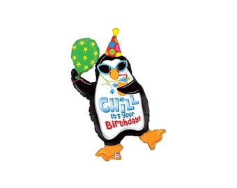 Birthday Penguin 40" mylar balloon
