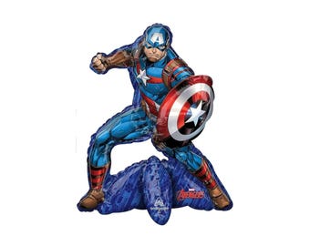 Globo de centro de mesa de 26" con diseño de Capitán América y los Vengadores lleno de aire