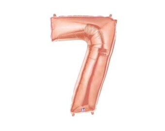 36" Mylar Rose Gold Helium Number 7 Balloon