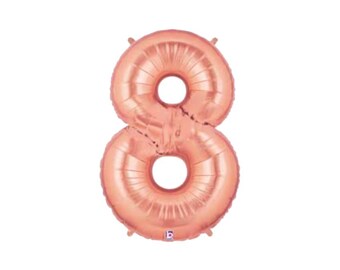 36" Mylar Rose Gold Helium Number 8 Balloon