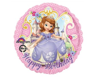 17" Disney Sophia the First Birthday Helium Mylar Balloon