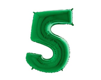 40" Emerald Green Mylar Number 5 Birthday Balloon