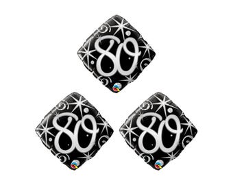3-set of 80th Birthday 18" Celebration Mylar Latex Free Reusable Balloon