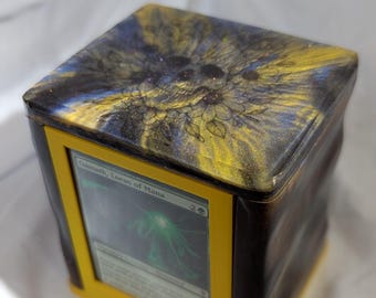 Walnut MTG Commander Deck Box – Skull Resin, NFC Tag, Holds 100+ Cards