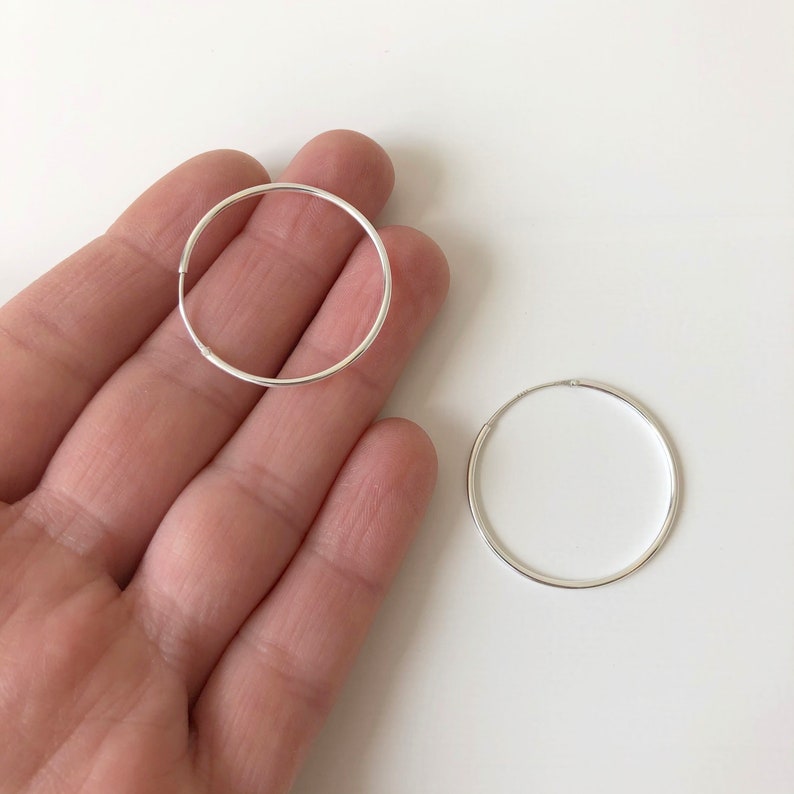 30 Mm X 1.25 Mm Sterling Silver Hoops Endless Silver Hoops Delicate