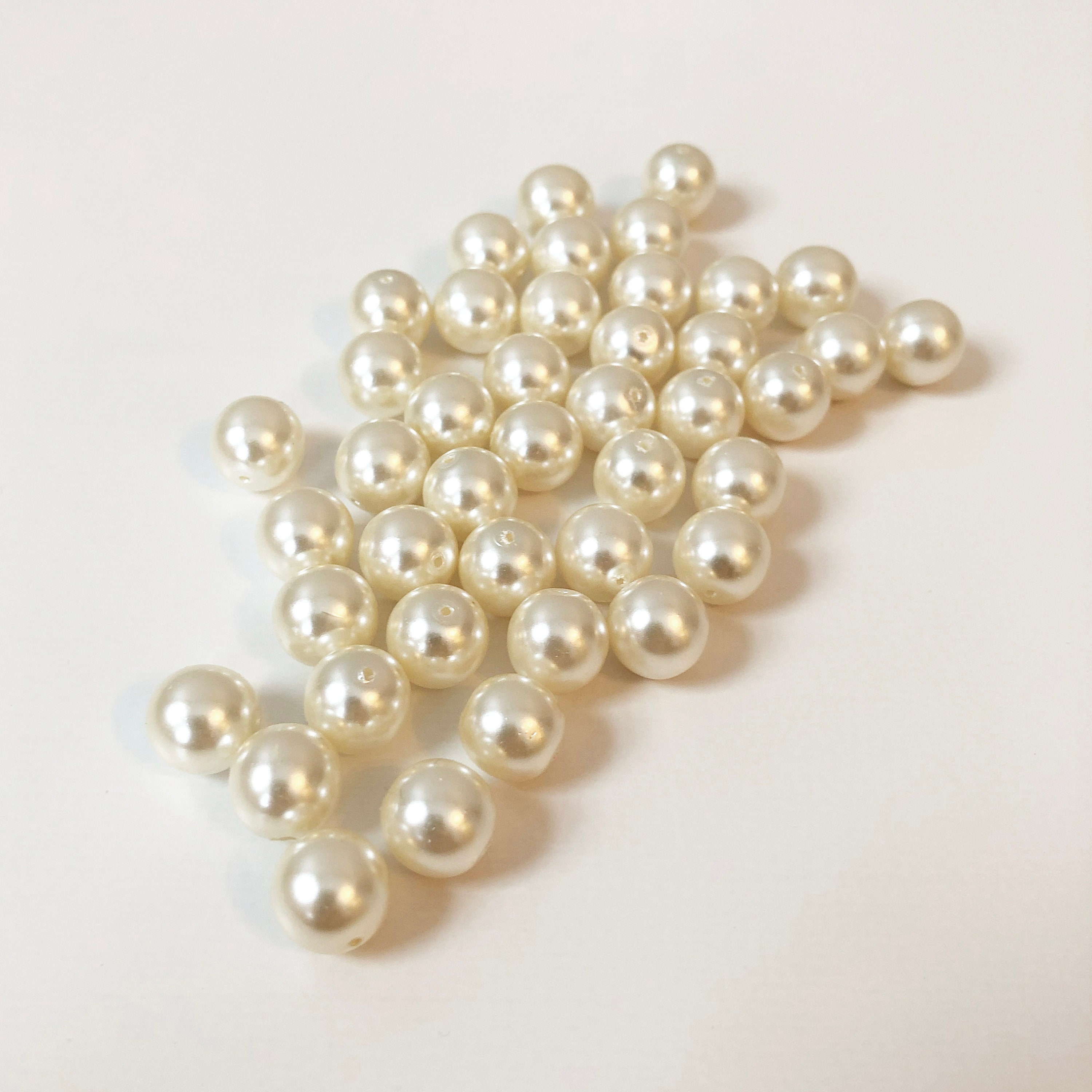 10mm Large White Pearls Faux Crystal Beads (~60 foot spool) 