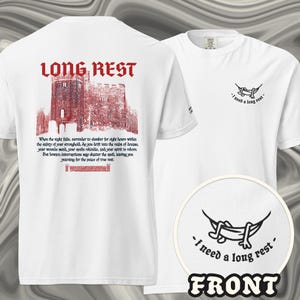 Besticktes I need a Long Rest T-Shirt für Rollenspielfans | Unisex Fantasy Kleid | D&D Merch