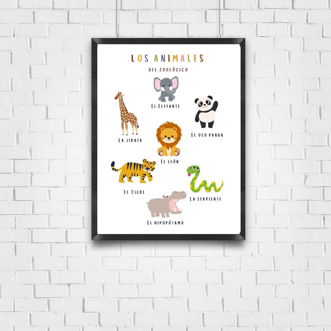 Spanish Zoo Animals Vocabulary Educational Printable Poster - Etsy