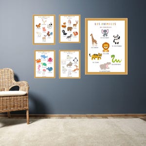 Spanish Animals Bundle Vocabulary Educational Printable Posters