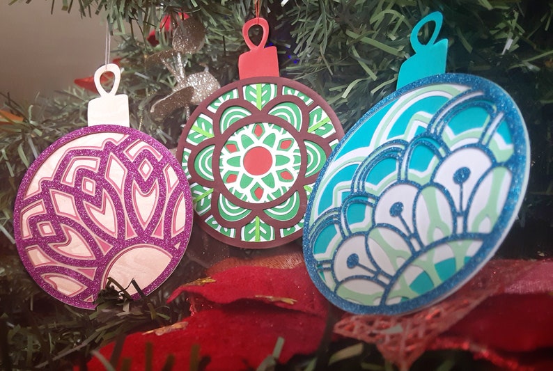 Download Set 3 Christmas Ornaments SVG Template 3D Layered Mandala ...