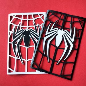 Spinnennetz SVG Bundle Cricut Card Template Ordner Karte Superhelden Thema Party Einladung Spider Gate Klappkarte Cricut Silhouette Cameo DXF