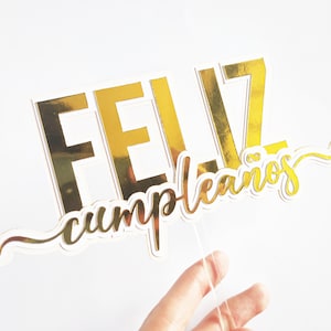 Feliz Cumpleaños Cake Topper SVG Template Birthday Party Cricut Cut Files Party Decor Laser Cut Topper Silhouette Cameo Birthday Cake Topper