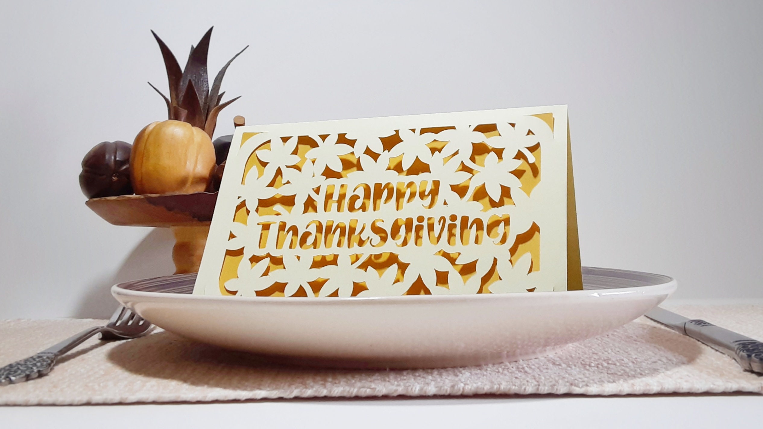 Thanksgiving SVG Template Place Card Laser Cut Happy | Etsy