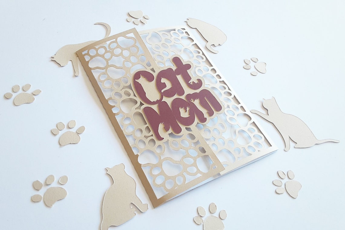 Download Mother's Day SVG Cat Mom Cricut Card Template Mother's | Etsy