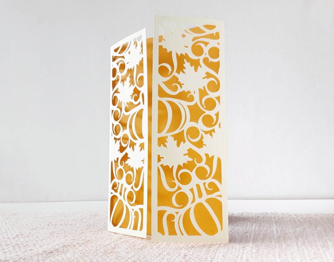 Pumpkin SVG Card Template Cricut Card Happy Thanksgiving Cut File