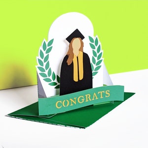 Fichier svg carte classe de 2025 carte de remise des diplômes 2025 modèle SVG fille remise des diplômes carte 3D carte de voeux carte de voeux Cricut laser silhouette camée PDF