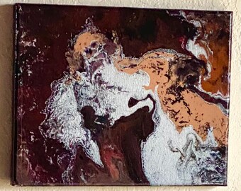 Original Abstract Acrylic Pour Art on 8x10 Stretched Canvas