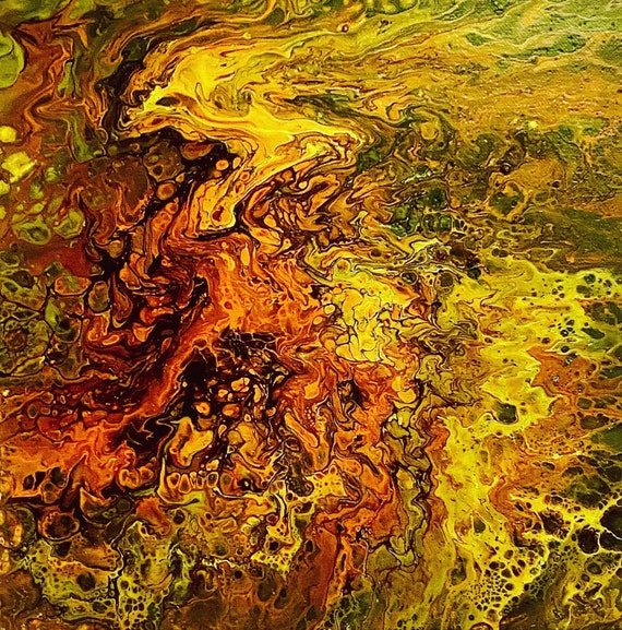 Original Acrylic Pour Painting on 12x12in Stretched Canvas