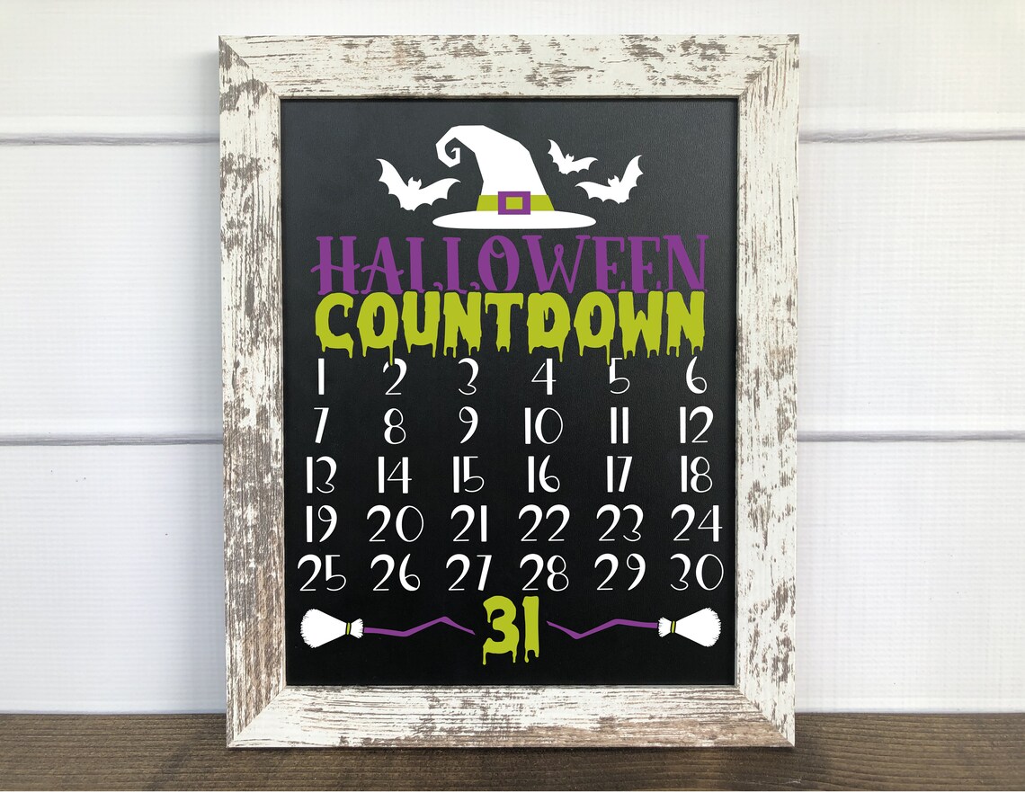 Halloween Chalkboard Countdown Board Halloween Home Decor Etsy