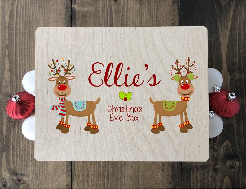 Personalized Christmas Eve Box Custom Christmas Keepsake Box Holiday Memory Wood Box Item 1762FFG