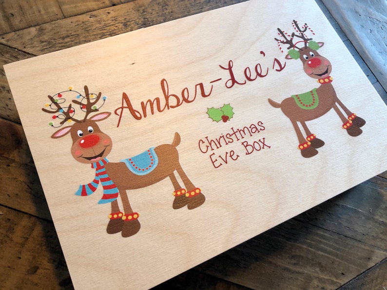 Personalized Christmas Eve Box Custom Christmas Keepsake Box Holiday Memory Wood Box Item 1762FFG