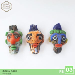 3 pcs Antique Face Mask Pendant Islamic Charm Accessories Indonesia Jatim Bead JavaMarketIndonesia FB 03