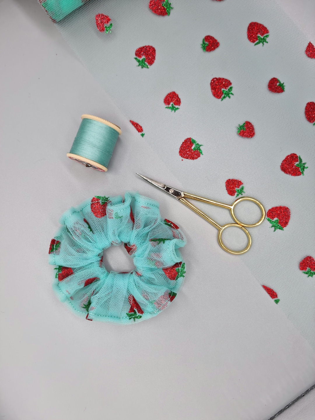 Scrunchie (cravate Cheveux) En Laine Pure Violet Multicolore - Tricotée Main - Neuf Sans étiquette
