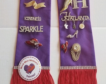 Reversible Red Sash - Custom fringe/rear colors