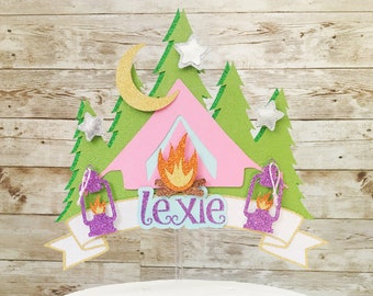 Camping Party Decorations, Glamping Birthday Cake Topper, Happy Camper Birthday Party, Outdoor Adventure Party