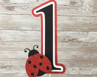 Ladybug Cake Topper, Ladybug Number Cake Topper, Ladybug Party Decorations, Ladybug Birthday Party Supplies