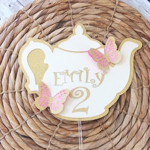 Teapot Cake Topper, Tea For Two Birthday Cake Topper, Tea Party Decorations, Let&#39;s Par-Tea