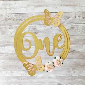 Butterfly Cake Topper, 1st Birthday Butterfly Cake Topper, Butterfly Party Decorations, Butterfly Birthday Decor