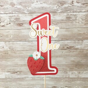Strawberry Cake Topper, Strawberry Party Decor, Sweet One Cake Topper, Strawberry 1st Birthday Party Decorations, Berry Sweet Birthday