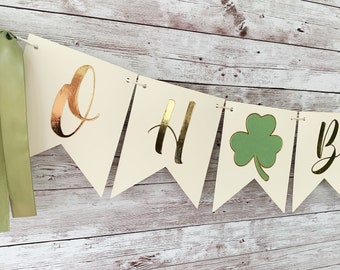 Shamrock Baby Shower Decorations, Gender Neutral Baby Shower Decor, Sage Green Baby Shower Banner, St. Patrick's Day Baby Shower Banner
