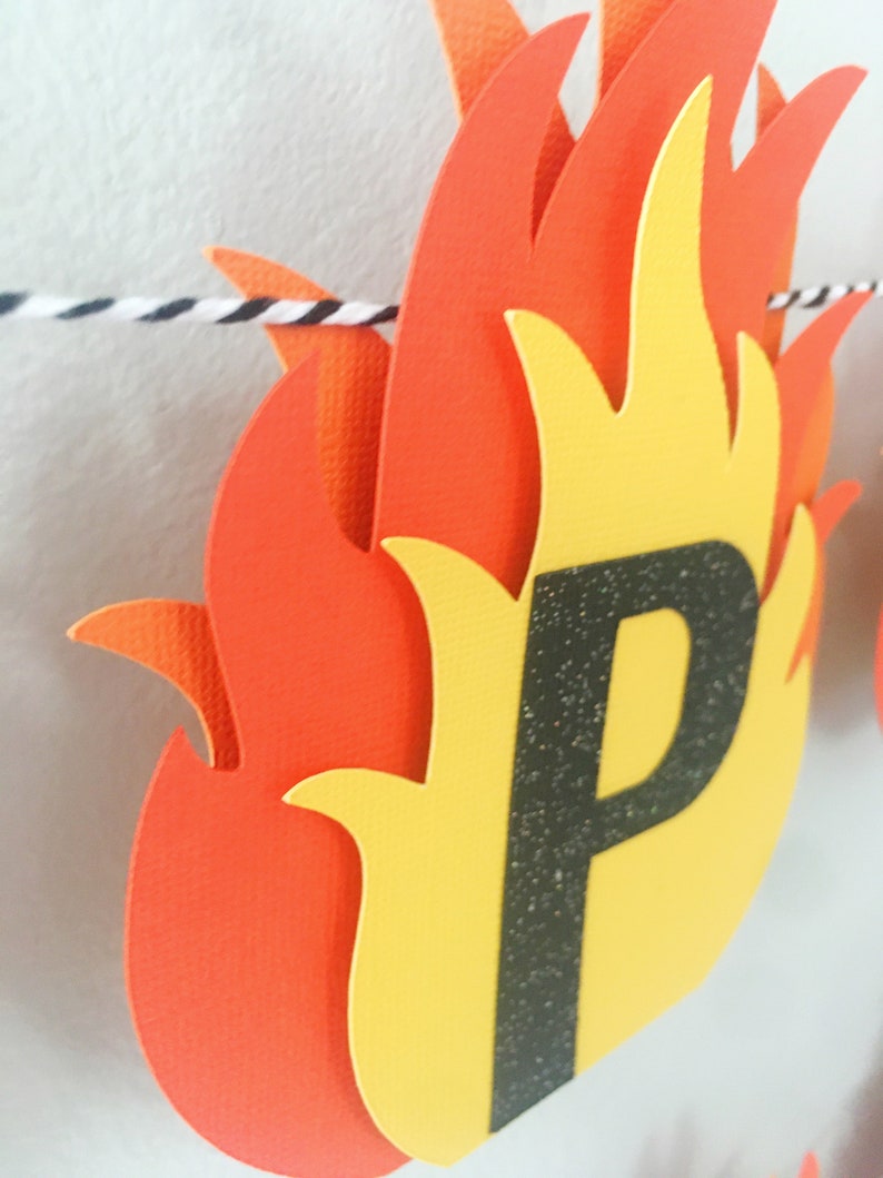 Fire Happy Birthday Banner, Fire Flames Banner, Perfect for Fireman Party, Camping Party, Hunting Party, Firefighter Graduation Party image 10
