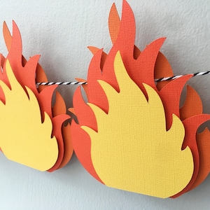 Fire Happy Birthday Banner, Fire Flames Banner, Perfect for Fireman Party, Camping Party, Hunting Party, Firefighter Graduation Party image 1