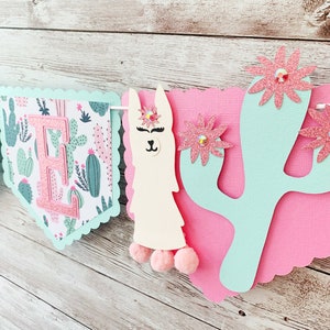 Llama High Chair Banner, Llama 1st Birthday Party Decorations, Llama Cactus Fiesta Birthday Party