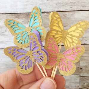 Butterfly Cupcake Toppers, Butterfly Baby Shower Decorations, Butterfly Party Decor, Butterfly 1st Birthday