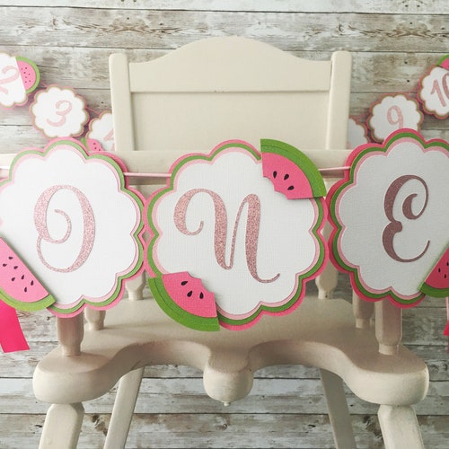 Un melon, bannière de chaise haute pastèque, décorations de fête de 1er anniversaire pastèque, décoration de fête Un melon, décoration 1er anniversaire fille