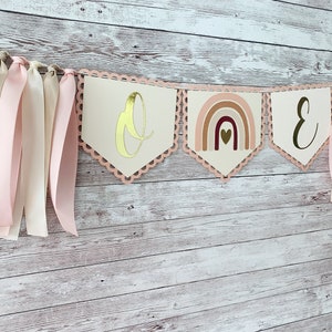 Boho Rainbow 1st Birthday Party Decorations, Muted Rainbow High Chair Banner, Boho Rainbow Party Decor