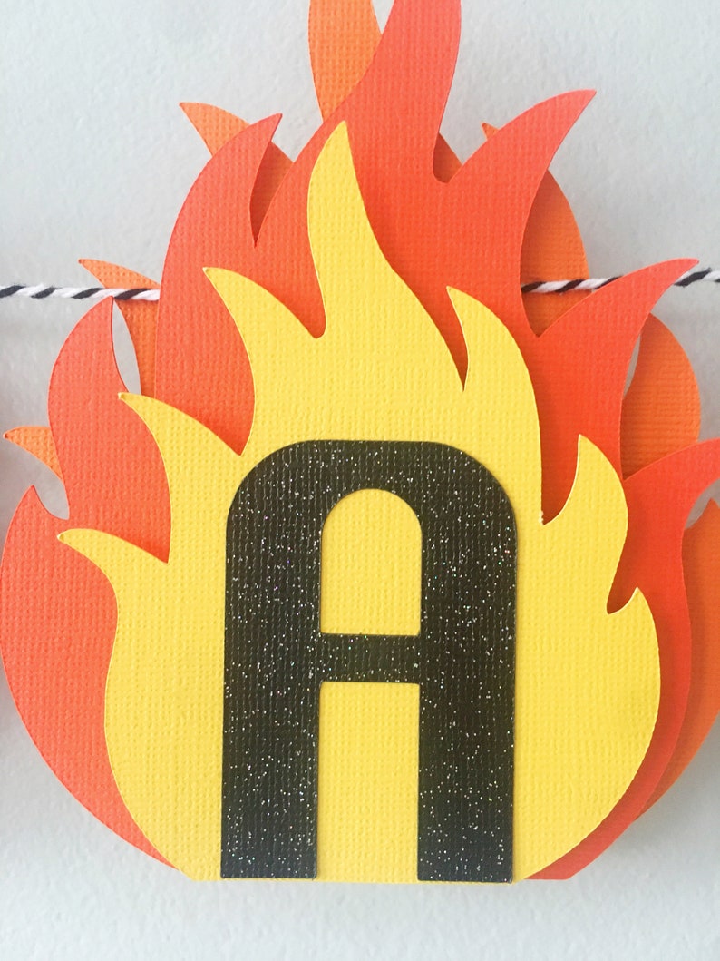 Fire Happy Birthday Banner, Fire Flames Banner, Perfect for Fireman Party, Camping Party, Hunting Party, Firefighter Graduation Party image 9