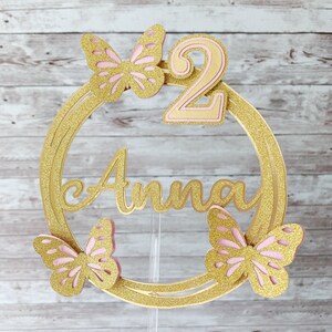 Personalized Butterfly Cake Topper, 1st Birthday Butterfly Cake Topper, Butterfly Party Decorations