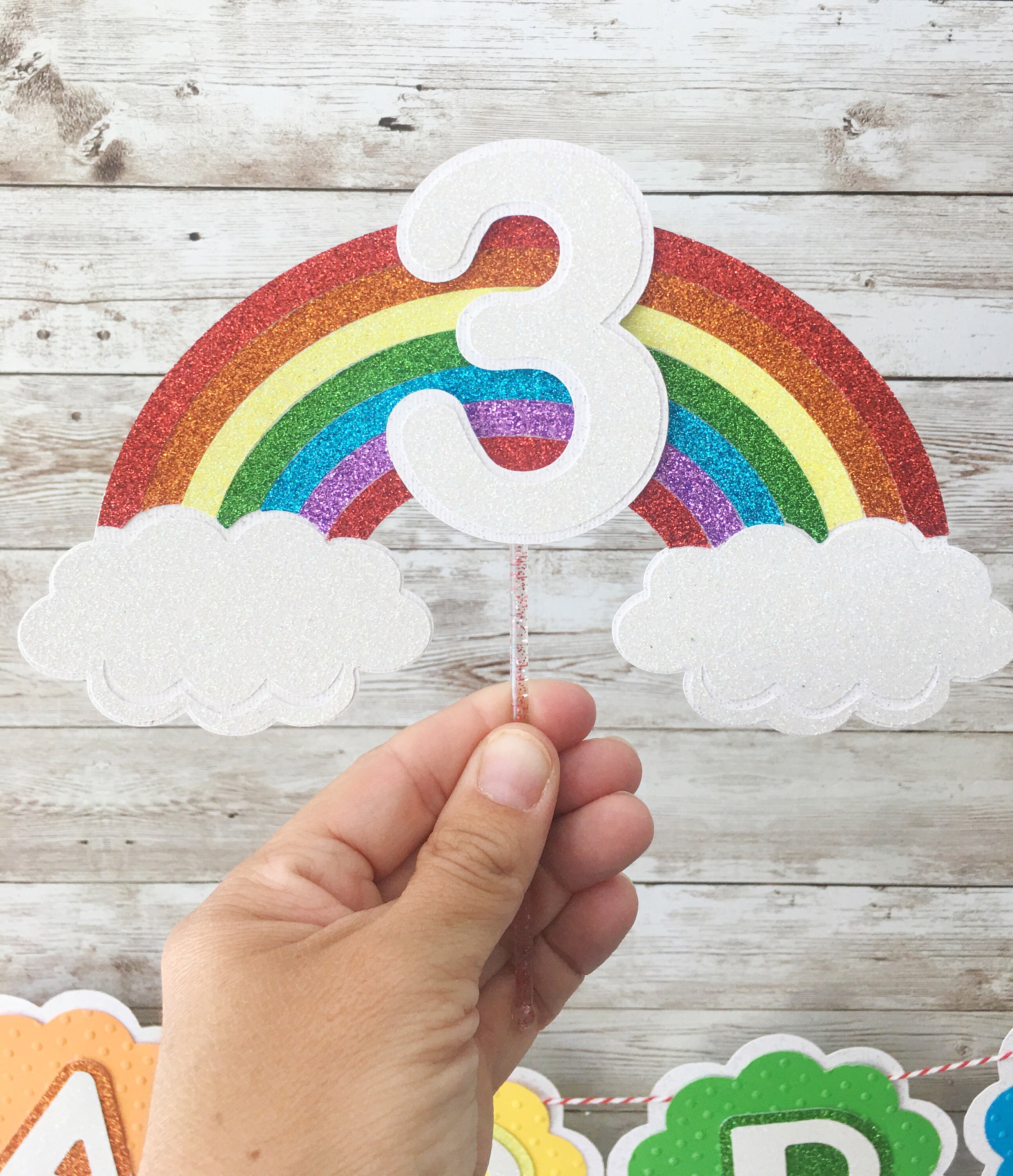 Rainbow Cake Topper Rainbow Party Decorations Rainbow Etsy