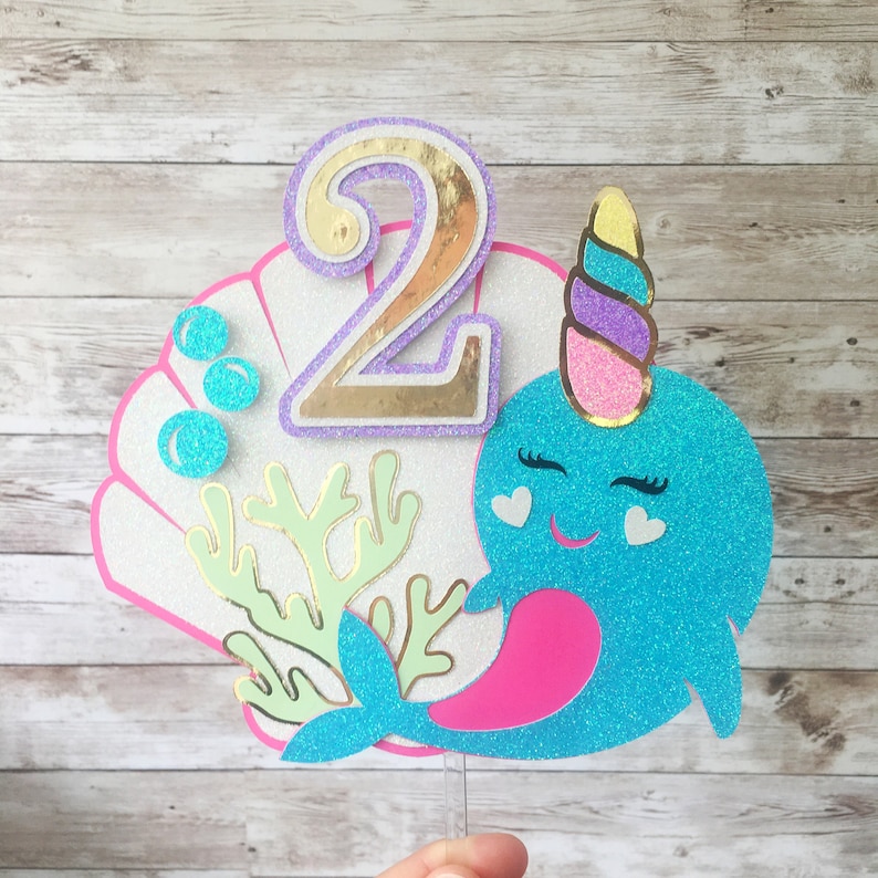 Narwhal Cake Topper Narwhal Party Decorations Under the Sea | Etsy