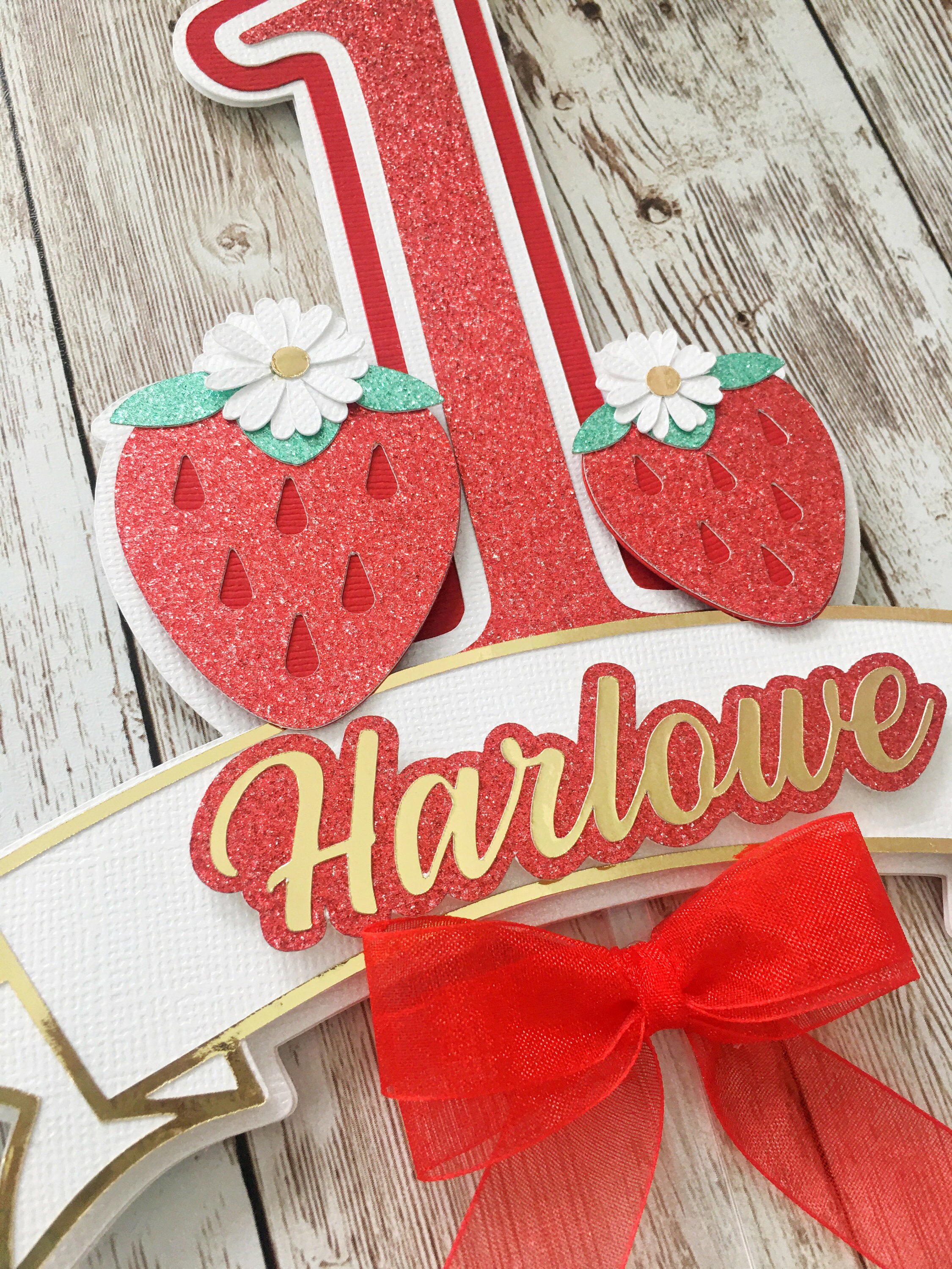 Strawberry Cake Topper Strawberry 1st Birthday Party Etsy