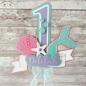 Mermaid Cake Topper, Seashell Cake Topper, Mermaid Birthday Party Decorations, Under the Sea Mermaid Theme Cake Topper