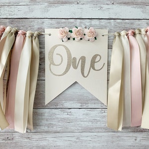 Girl 1st Birthday Decor, Boho Birthday Party Decor, Floral Boho High Chair Banner, First Birthday Banner